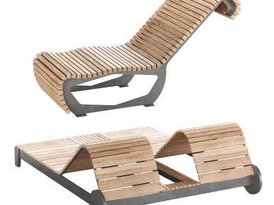 Park benches chaise longue 3 3D model