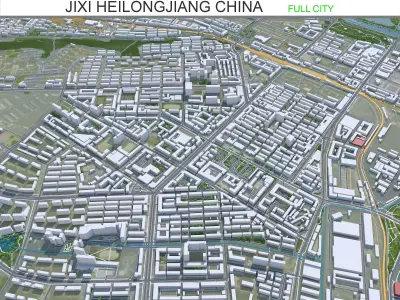 Jixi Heilongjiang China 30km Low-poly 3D model