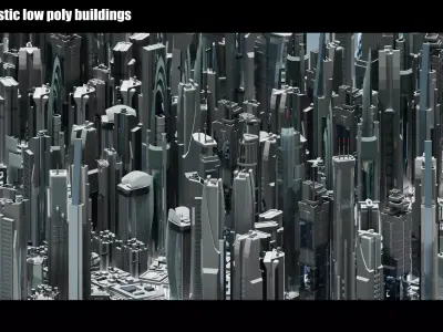 35 Futuristic Buildings VOL 1 Low-poly 3D model