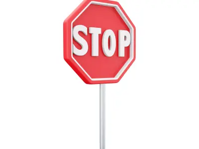 3D stop sign cartoon icon 3D model