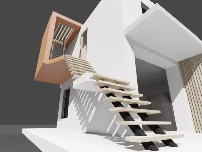 Modern housing project model 3D render 3D model