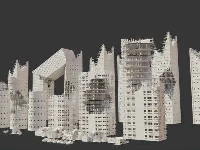 Post Apocalyptic City Asset Pack Low-poly 3D model