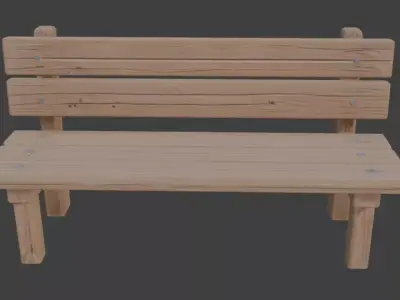 Wooden Park Bench 3D Model 3D model
