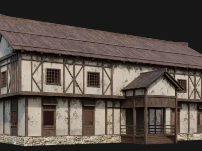 201-202-203-204 Old Medieval Houses Pack 4K Textures Low-poly 3D model