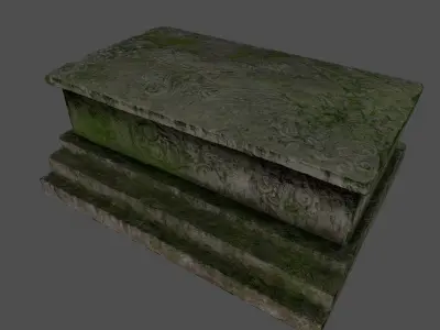 Tomb 2 stone bench Low-poly 3D model
