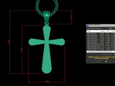 Light Gold 18K Cross Pendant 1CP095 3D print model