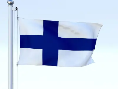 Animated Finland Flag Low-poly 3D model