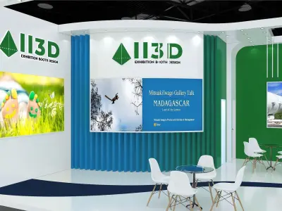 Exhibition Stand Stall Two Side Open 9X7 3D model