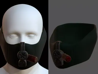 Gas mask helmet 3d model scifi Low-poly  Low-poly 3D model