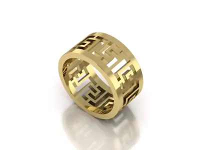 Ring 3D print model sterling silver with geometric pattern 3D print model