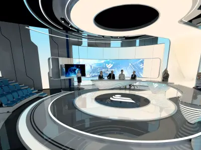 live broadcast studio Low-poly 3D model