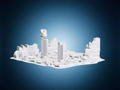 Ancient Temple Pillars Display Base 3D print model