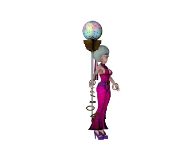 Stylized Retro Disco Girl  2 in 1 Character Bundle  Game Ready Low-poly 3D model