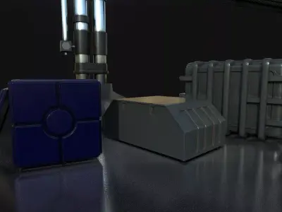 Maintenance Ladder and Crates Low-poly 3D model