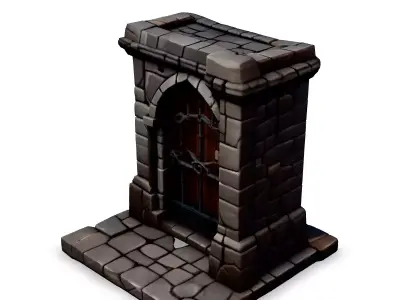 Stylized Stone Gate Game Asset Low-poly 3D model