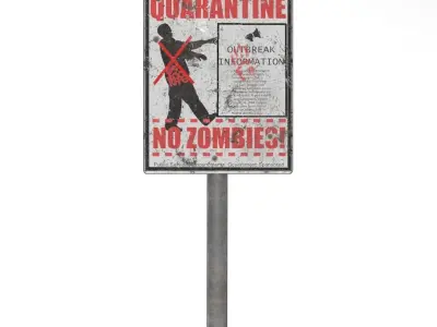 Zombie Warning Sign Low-poly 3D model