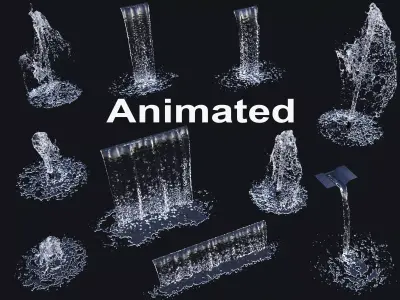 Animated water elements 3D model