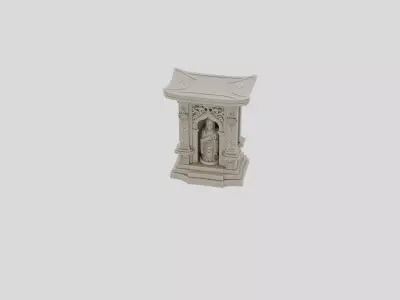 Fantasy Stone Shrine Statue for 3D print Low-poly 3D model