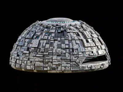 Sci-Fi Base SemiSphere Sphere Hemisphere Lowpoly Low-poly 3D model