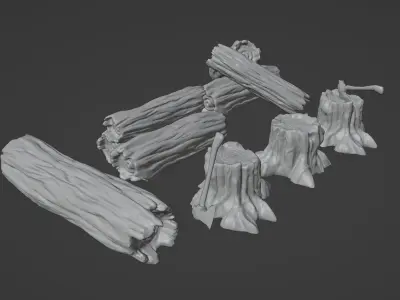 Tree trunks and logs 3D print model
