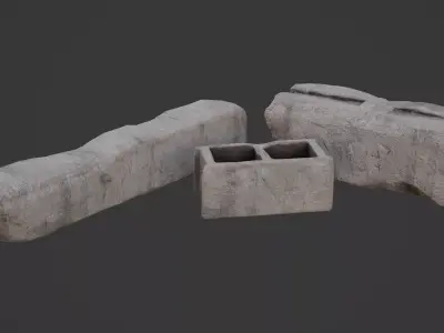 Concrete Blocks Game Ready Model Low-poly 3D model