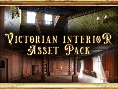 Modular Victorian Interior Mansion - Unity and Unreal Asset Pack Low-poly 3D model