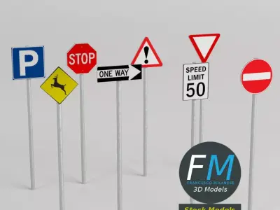 Traffic signs pack 3D model