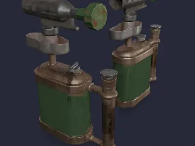Blowtorch two gas cylinders Low-poly 3D model