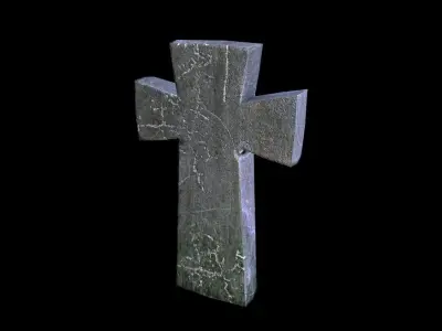 OldGravestone3 stone cross Low-poly 3D model