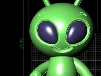 3D Printable Cute Green Alien Character Model 3D print model