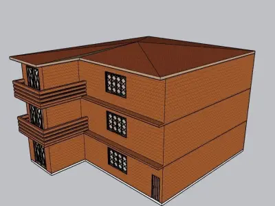 Modern Residential House 3D Model 48x51 Feet  SketchUp Format 3D model