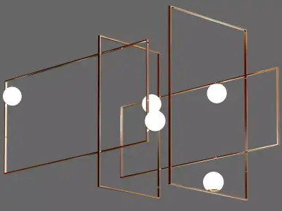 MONDRIAN light fixture with three squares and two balls 3D model