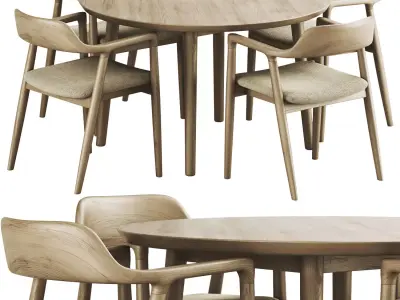 Maruni Hiroshima Table and Chair 3D model