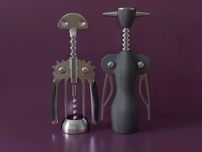 Two different wine corkscrews 3D model