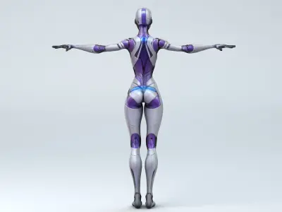Android Woman Rigged and Animated Low-poly 3D model