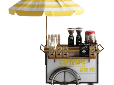 Coffee cart yellow 3D model