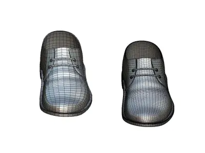 Cartoon High Poly Subdivision Brown Shoes 3D Model Low-poly 3D model