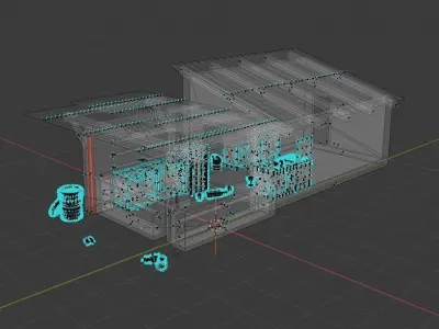 Old  modular beach bar Low-poly 3D model