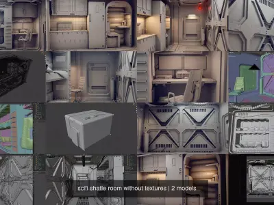 sci-fi shuttle room without textures 3D Model Pack