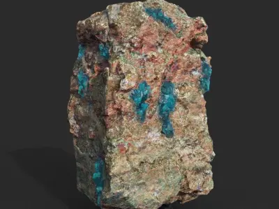 Low Poly Blue Gem Mineral Rock 210823 Low-poly 3D model