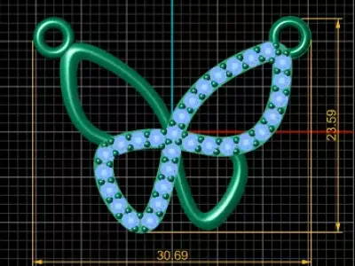 Diamond Butterfly Pendant  3D Printable Model 3D print model