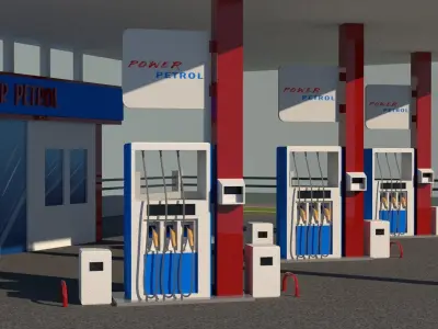 Cartoonic Petrol Station Low Poly Low-poly 3D model