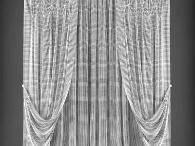 Curtain with drapes Low-poly 3D model get
