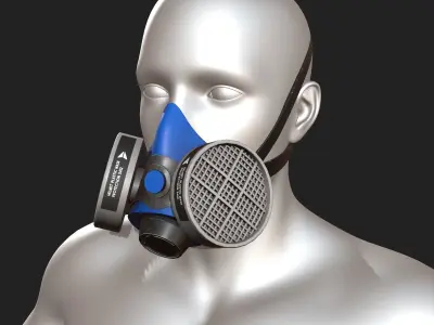 Gas mask helmet 3d model military combat fantasy  Low-poly 3D model