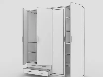 Cupboard-1 wardrobe with doors and drawers Free 3D model
