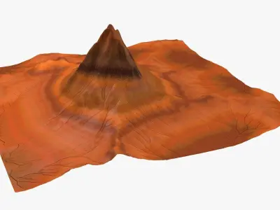 Mountain 3 made of orange paper 3D model
