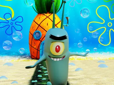 Plankton from Spongebob Squarepants - Rigged PBR Low-poly 3D model