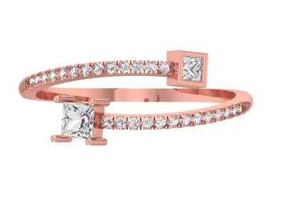 Open End Light Weight Princess stone Band Ring 3D print model