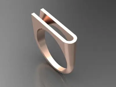 alphabet ring letter U 3D print model