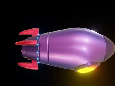 Stylized low poly Rocket 3D model Low-poly 3D model